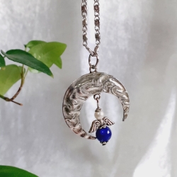 Ketten-Anhänger Glücks-Engel Halbmond Glücksbringer Schmuck silbe
