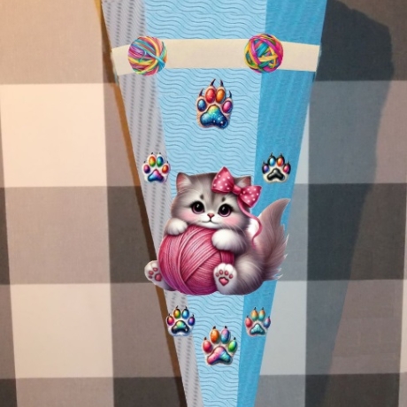 Dekoelemente für Schultüte Katze Muffin verschiedene Farben