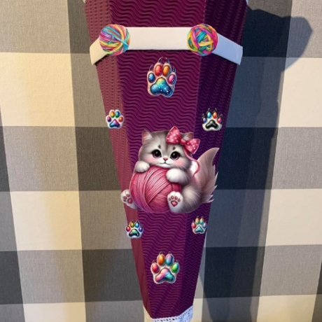 Dekoelemente für Schultüte Katze Muffin verschiedene Farben