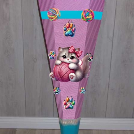 Dekoelemente für Schultüte Katze Muffin verschiedene Farben