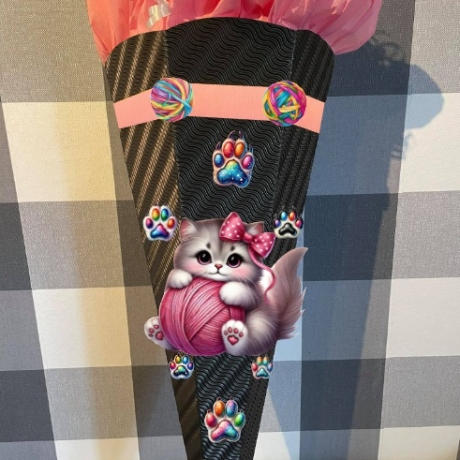 Dekoelemente für Schultüte Katze Muffin verschiedene Farben