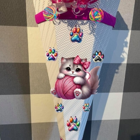 Dekoelemente für Schultüte Katze Muffin verschiedene Farben
