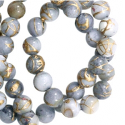 Muschelperle mit Goldsprenkeln 8mm 8Stk.