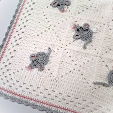 Baby Decke Maus Mäuschen Babydecke gehäkelt granny square