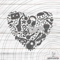Musik Herz Plotterdatei SVG DXF