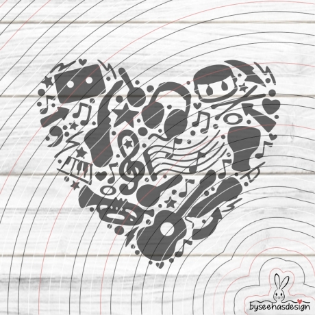 Musik Herz Plotterdatei SVG DXF