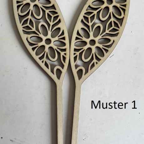 Hasenohren m. Mustern aus gelasertem Holz fürTöpfe/Blumensträuße 