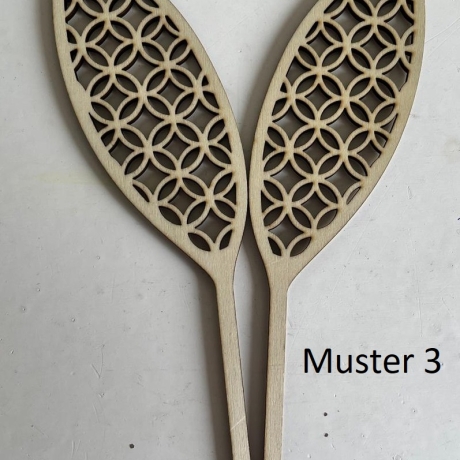 Hasenohren m. Mustern aus gelasertem Holz fürTöpfe/Blumensträuße 