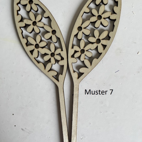 Hasenohren m. Mustern aus gelasertem Holz fürTöpfe/Blumensträuße 