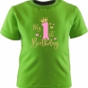 Kinder Kurzarm T-Shirt bedruckt mit MY FIRST BIRTHDAY