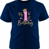 Kinder Kurzarm T-Shirt bedruckt mit MY FIRST BIRTHDAY