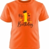 Kinder Kurzarm T-Shirt bedruckt mit MY FIRST BIRTHDAY