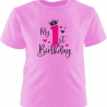Kinder Kurzarm T-Shirt bedruckt mit MY FIRST BIRTHDAY