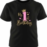 Kinder Kurzarm T-Shirt bedruckt mit MY FIRST BIRTHDAY