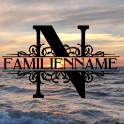 Aufkleber Monogramm N mit Familiennamen