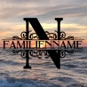 Aufkleber Monogramm N mit Familiennamen