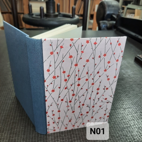 Notizbuch, ca. A6, blanko, handgemacht, Chiyogamipapier, Gewebe
