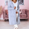Oversize Strickmantel lang Strickjacke Cardigan Weste Grau M-2XL