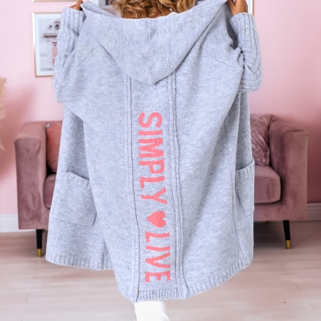 Oversize Strickmantel lang Strickjacke Cardigan Weste Grau M-2XL