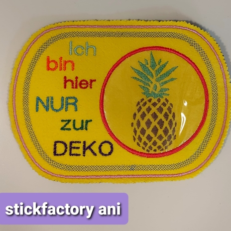 Ananas NUR DEKO mug rug ith Stickdatei 13x18