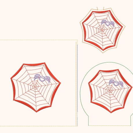 Spinne mit Netz Lichtdeko Halloween Stickdatei