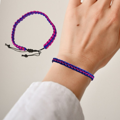 Makramee-Armband Pink/Blau