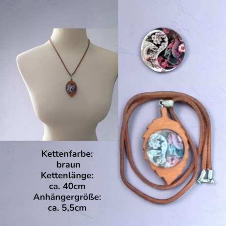 Kette mit Anhänger Blatt-Form