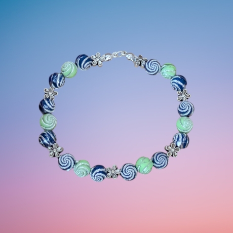 Perlenarmband Grün/Blau