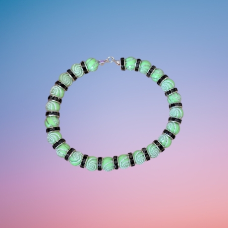 Perlenarmband Schwarz Grün