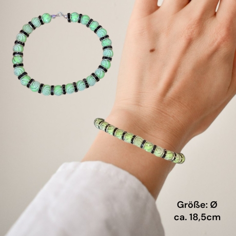 Perlenarmband Schwarz Grün
