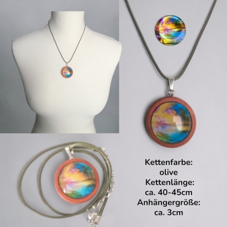 Kette Holzanhänger mit Motivstein