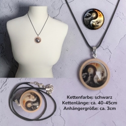 Kette Holzanhänger mit Motivstein