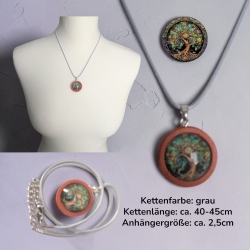 Kette Holzanhänger mit Motivstein