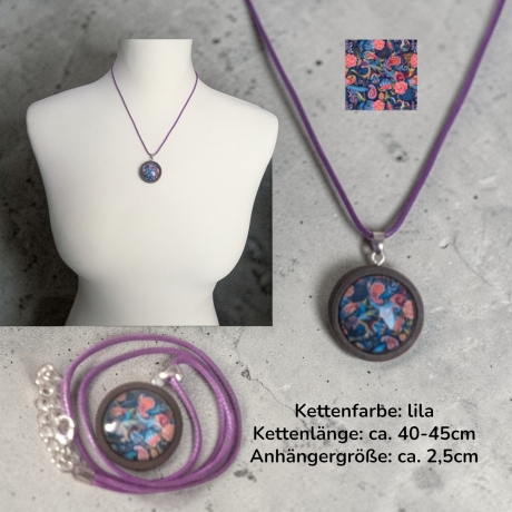 Kette Holzanhänger mit Motivstein