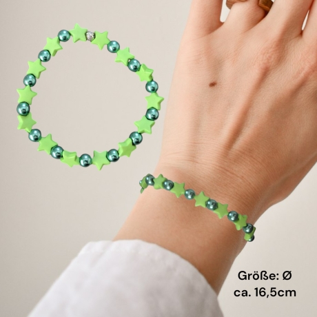 Perlenarmband Stern grün