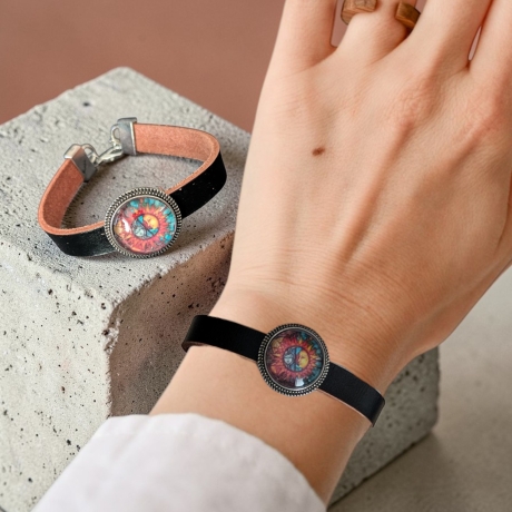 Lederarmband mit Motivstein