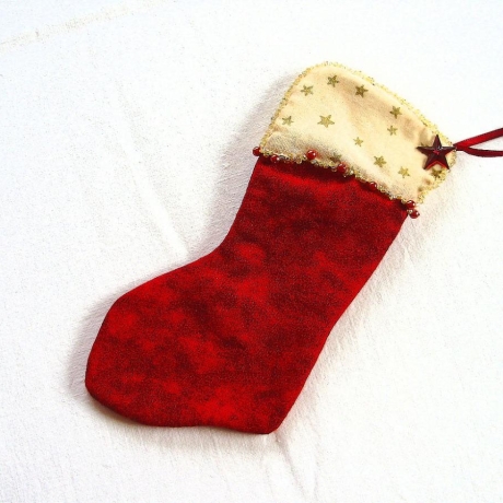 Nikolausstiefel Dekohänger rot-beige genäht von Hobbyhaus