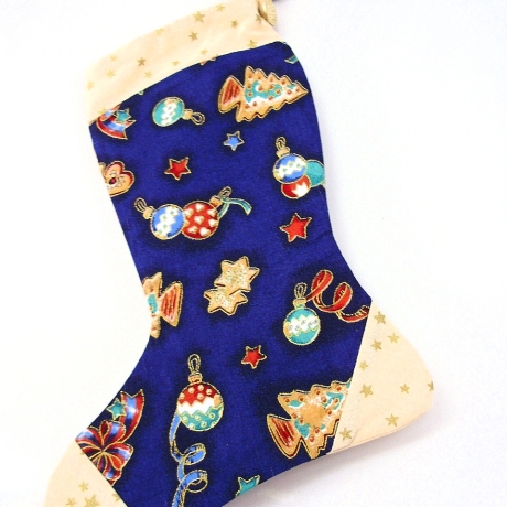 Nikolausstiefel klein in blau-beige genäht von Hobbyhaus