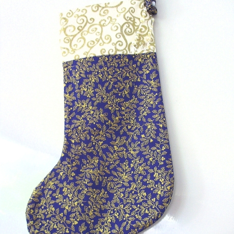 Nikolausstiefel mit Perlenhängern blau-gold von Hobbyhaus