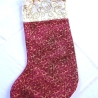 Nikolausstiefel mit Perlenhänger weinrot-beige von Hobbyhaus