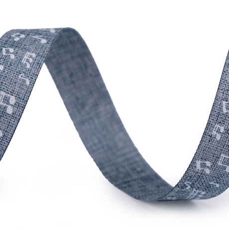 Textilband 5m Noten Beige / Blau 15mm