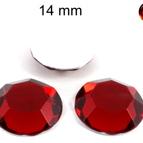 Cabochon, Chaton rot, facettiert ca. 14 mm Acryl