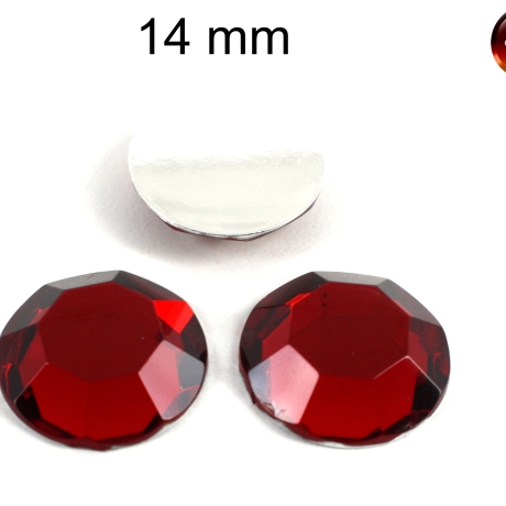 Cabochon, Chaton rot, facettiert ca. 14 mm Acryl