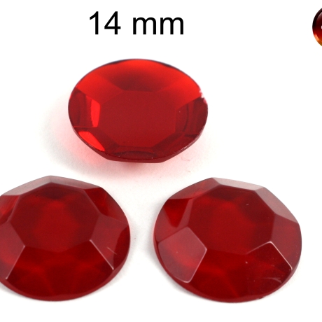 Cabochon, Chaton rot, facettiert ca. 14 mm Acryl