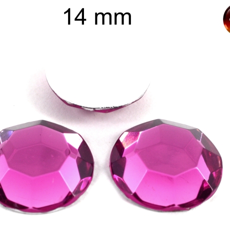 Cabochon, Chaton rosa, facettiert ca. 14 mm Acryl