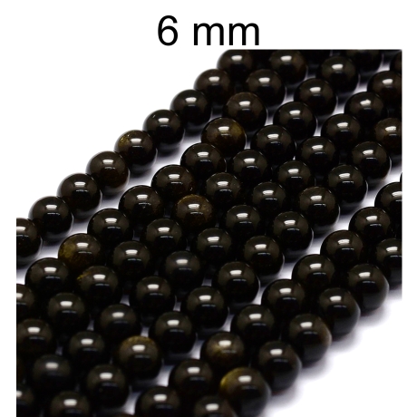 Perlen, Perle, Goldglanz Obsidian ca 6 mm