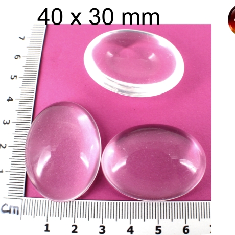 Glascabochon, Cabochon, crystal ca. 40x30 mm