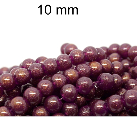 Glas Perle, Perlen ca. 10 mm, Glitzerperlen, lila