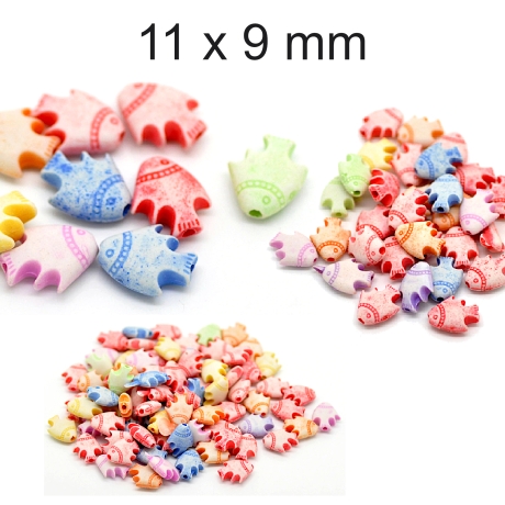 Perlen, Fische, Farbmix, ca. 11x9 mm