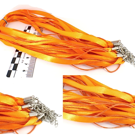 Halskette Organza u. Wachsband - orange - Länge ca. 49 cm 